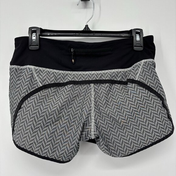 Lululemon Run Times Shorts Herringbone Womens Size 6 Black Gray 4” Inseam - Picture 2 of 9